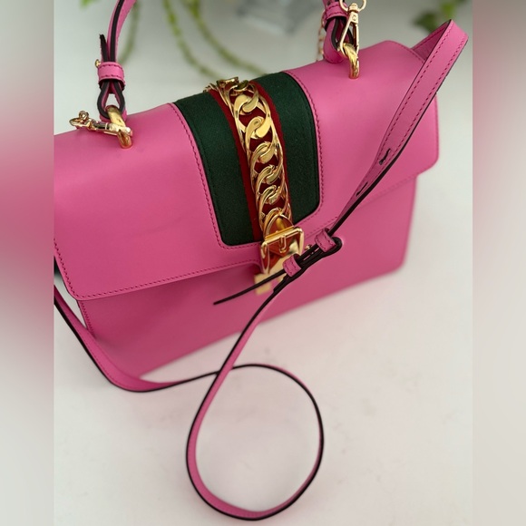 GUCCI Medium Sylvia Top Handle Bag in Pink ~ Excellent Condition w/cards - Picture 10 of 16